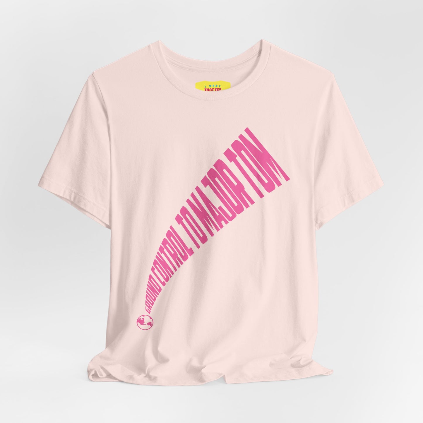 GROUND CONTROL TO MAJOR TOM (Pink text, Unisex Softstyle T-Shirt)