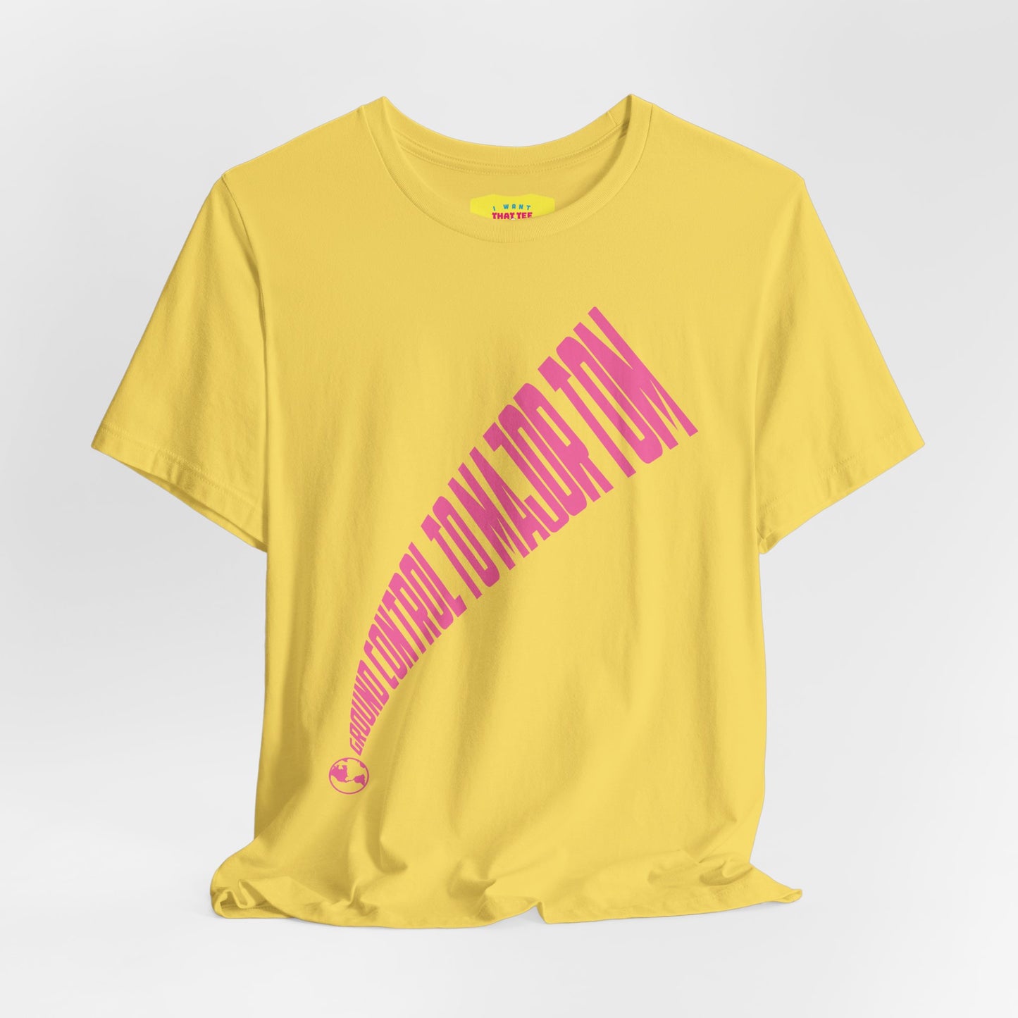 GROUND CONTROL TO MAJOR TOM (Pink text, Unisex Softstyle T-Shirt)