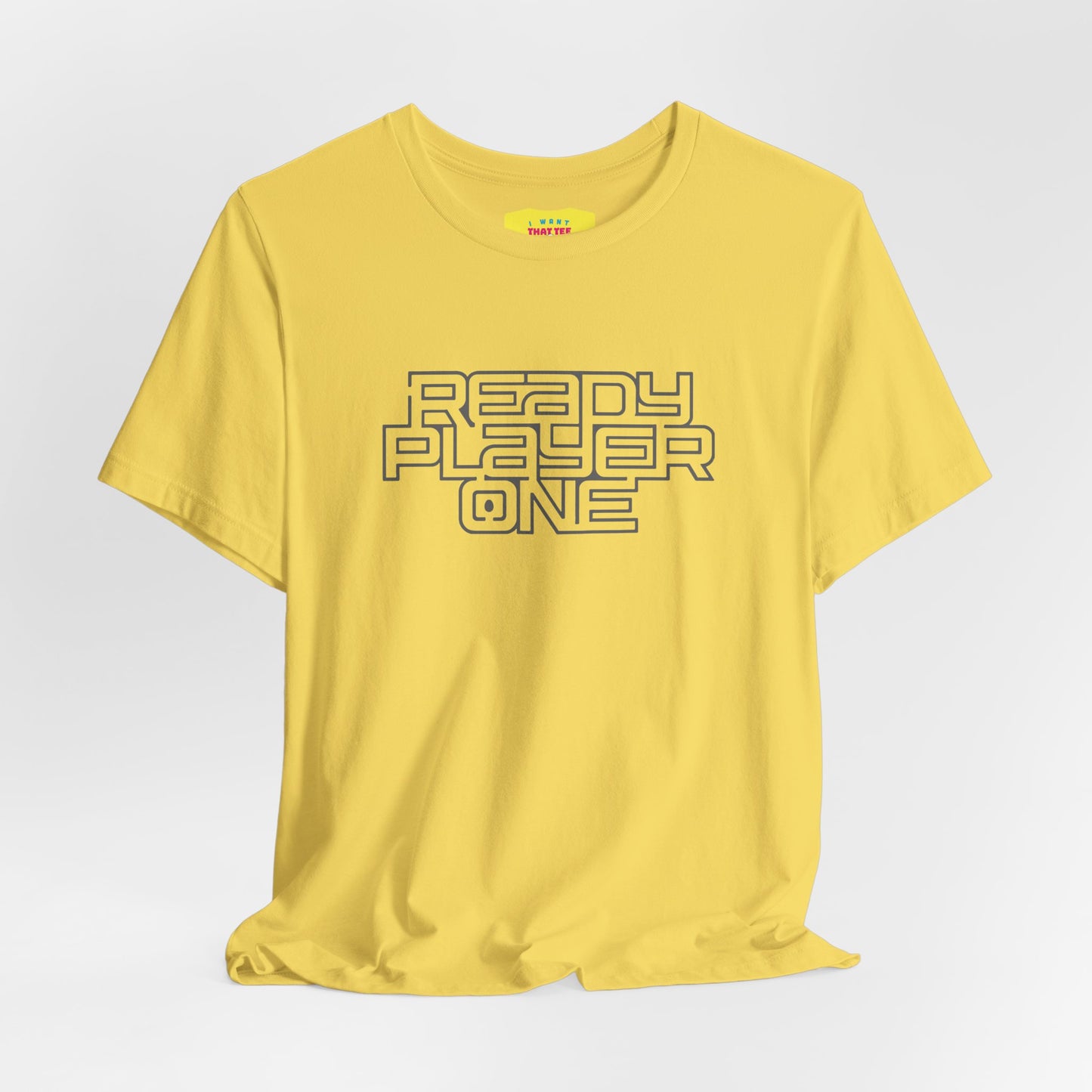 READY PLAYER ONE - STEVEN SPIELBERG'S MOVIE (Grey text, Unisex Softstyle T-Shirt)