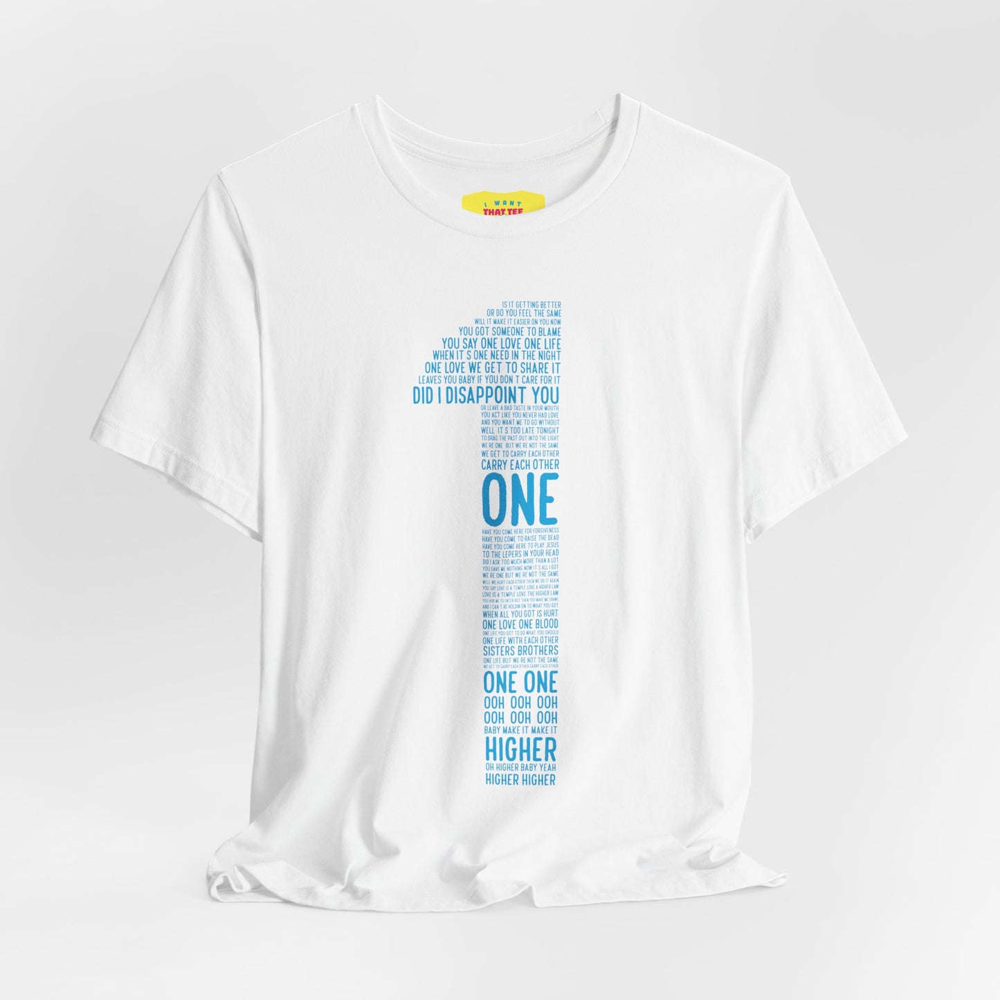 ONE - U2 LYRICS (Unisex Jersey Short Sleeve Tee)