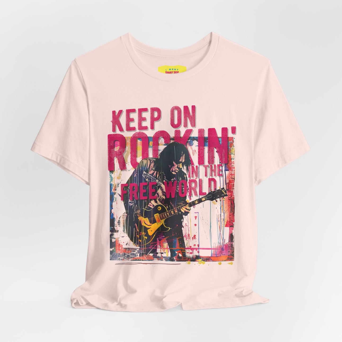 KEEP ON ROCKIN' IN THE FREE WORLD - NEIL YOUNG (Unisex Jersey Short Sleeve Tee)