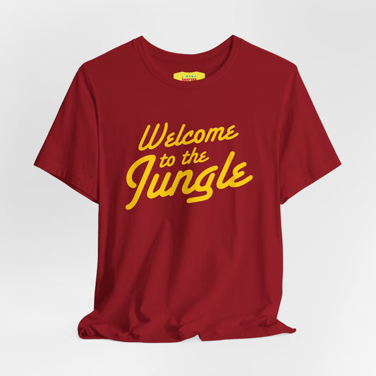 WELCOME TO THE JUNGLE - G'N'R (Yellow text, Unisex Softstyle T-Shirt)