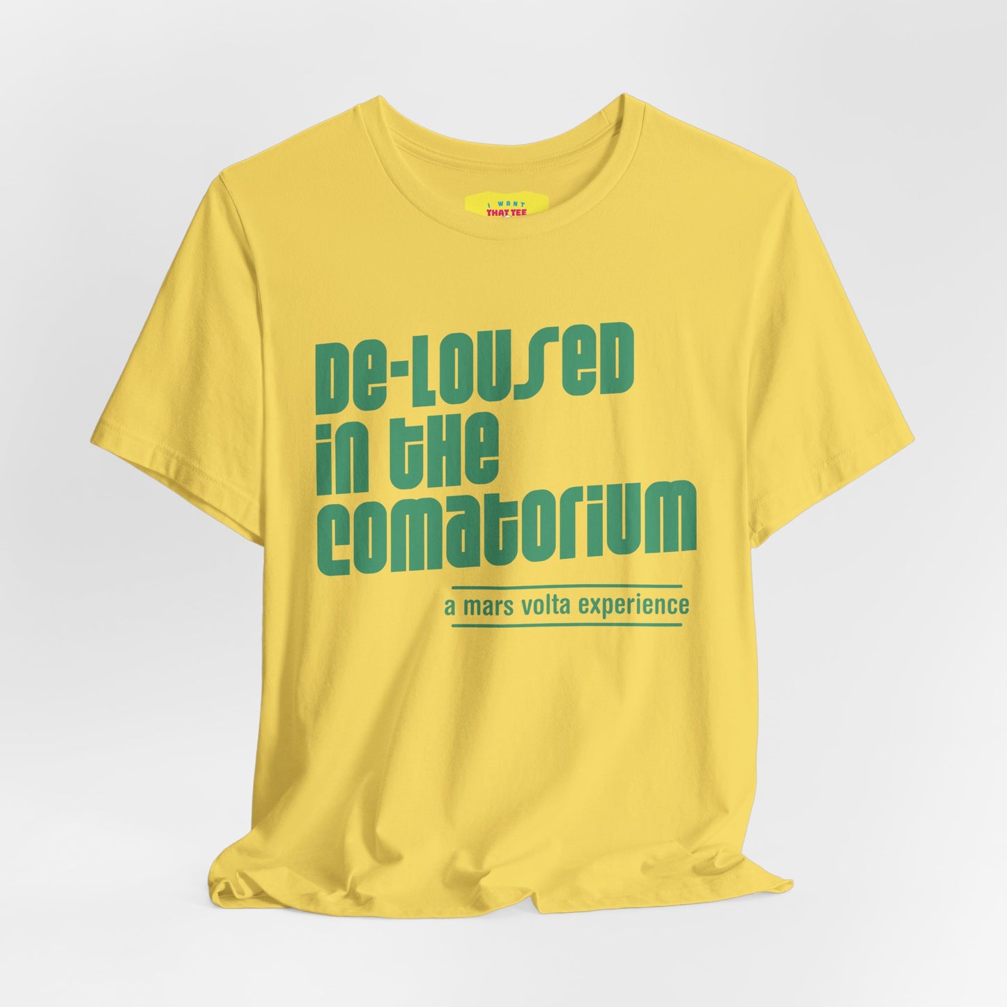 DE-LOUSED IN THE COMATORIUM - A MARS VOLTA EXPERIENCE (Green text, Unisex Softstyle T-Shirt)