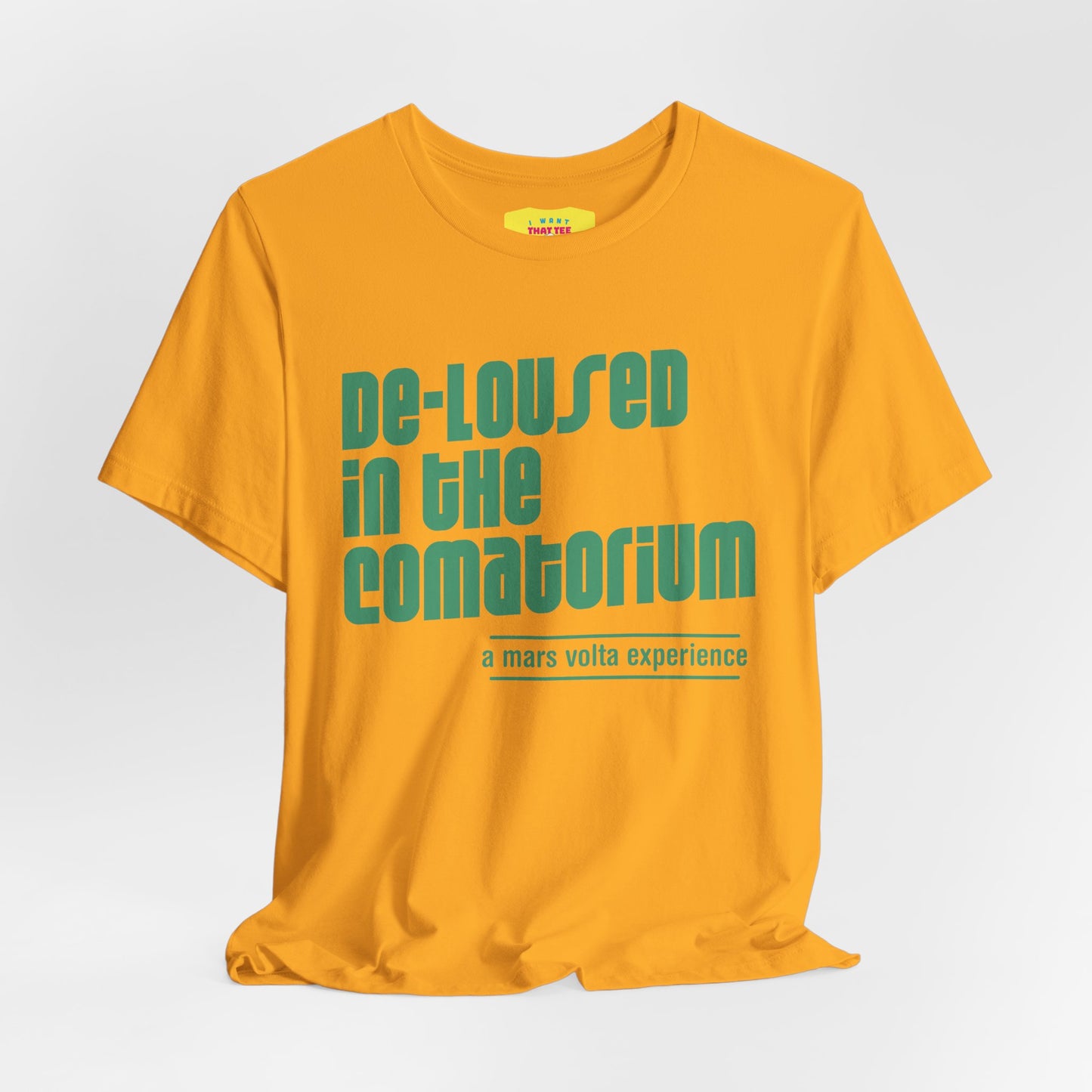 DE-LOUSED IN THE COMATORIUM - A MARS VOLTA EXPERIENCE (Green text, Unisex Softstyle T-Shirt)