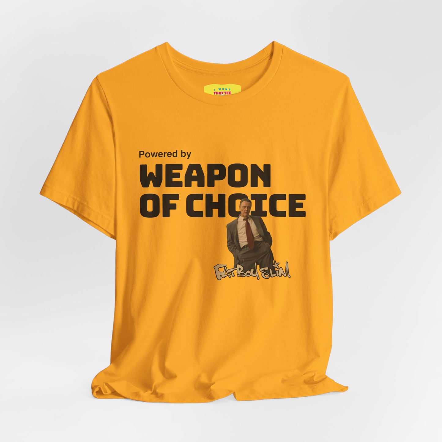 POWERED BY WEAPON OF CHOICE - FATBOY SLIM (Unisex Softstyle T-Shirt)